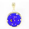 Picture of 14k Yellow Gold Round Blue Glass Stars & Moon Pendant
