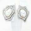 Picture of 18k White Gold & Platinum Cultured Baroque Pearl with Diamond Earrings