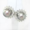 Picture of 14k White Gold Tahitian Black Cultured Pearl & Diamond Halo Earrings