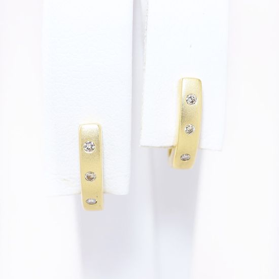 Picture of 14k Yellow Gold Half Hoop Diamond Earrings