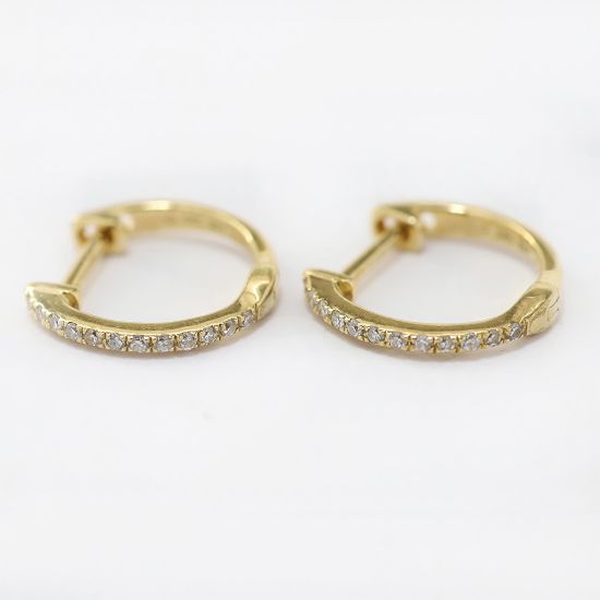 Picture of 14k Yellow Gold Diamond Huggies Earrings