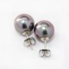 Picture of 14k White Gold Black Tahitian Pearl Earring Studs