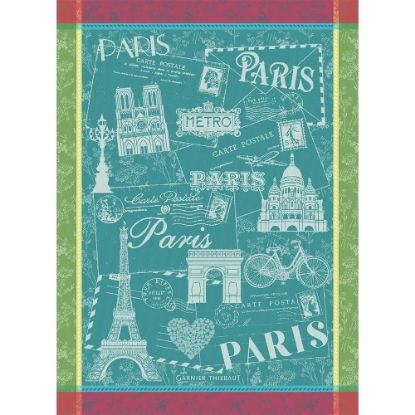Picture of Garnier-Thiebaut 'Carte de Paris' Postcard from Paris Kitchen Towel