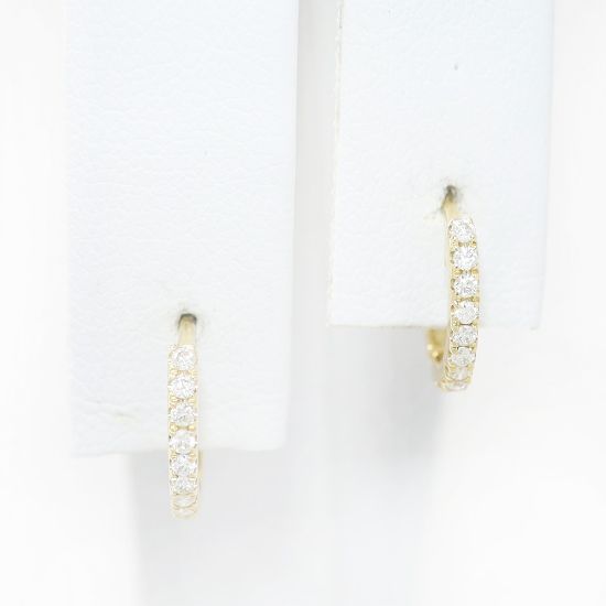 Picture of 14k Yellow Gold Diamond Huggies Earrings