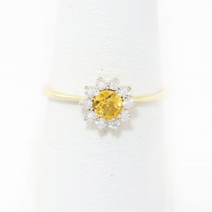 Picture of 10k Yellow Gold Citrine & Diamond Halo Ring