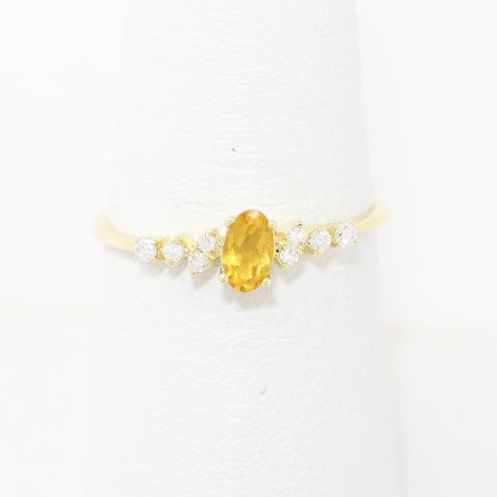 Picture of 10k Yellow Gold Oval Citrine & Diamond Accents Ring