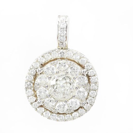 Picture of 14k White Gold 'Crown of Light' Cut Diamond Round Pendant