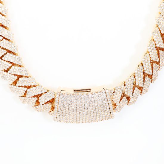 Picture of 14k Rose Gold Diamond Cuban Link Chain Necklace