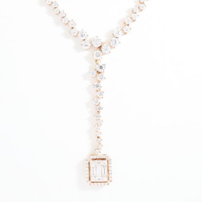 Picture of 14k Rose Gold Diamond Drop Necklace