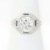 Picture of Vintage 18k White Gold Old European Diamond & Synthetic Sapphire Ring