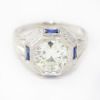 Picture of Vintage 18k White Gold Old European Diamond & Synthetic Sapphire Ring