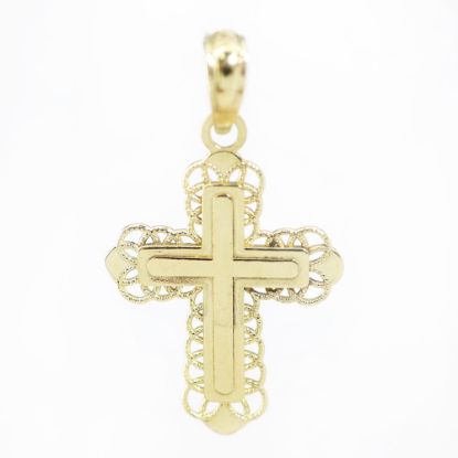 Picture of 14k Yellow Gold Patterned Cross Pendant