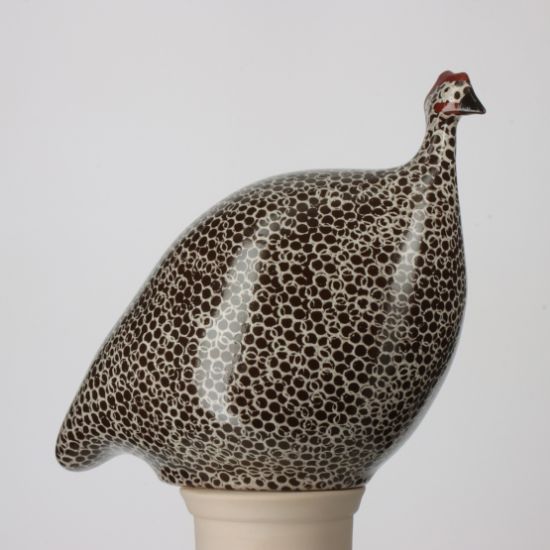 Picture of Lussan Ceramics Large Brown Guinea Hen with White Spots