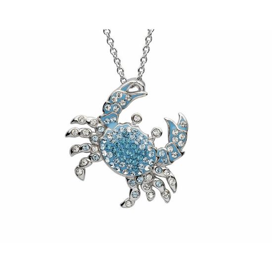 Picture of Sterling Silver Blue Swarovski Crystal Crab Necklace