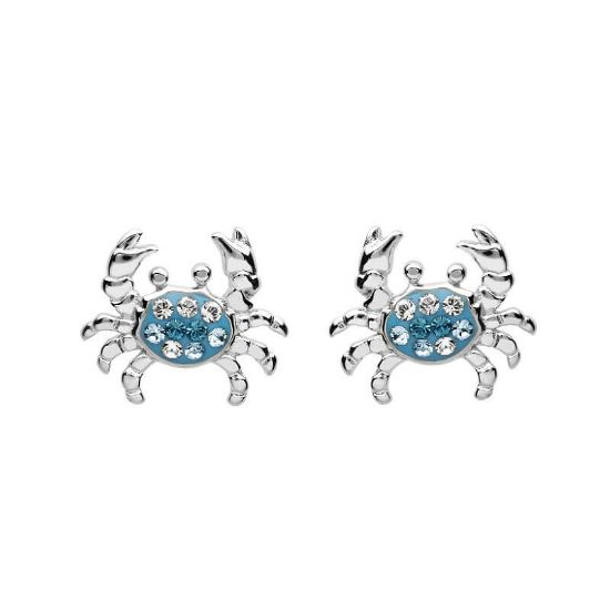 Picture of Sterling Silver Blue Swarovski Crystal Stud Crab Earrings