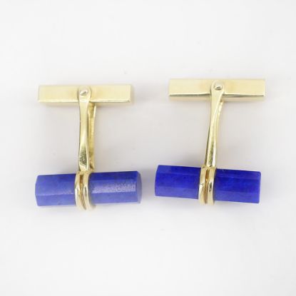 Picture of Vintage 14k Gold & Lapis Lazuli Cufflinks with Original Box