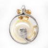 Picture of Sterling Silver with 18k Rose Gold Plumeria Flower Cultured Freshwater Pearl & Diamond Pendant