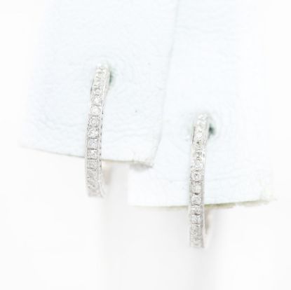 Picture of 14k White Gold Diamond Huggies Earrings