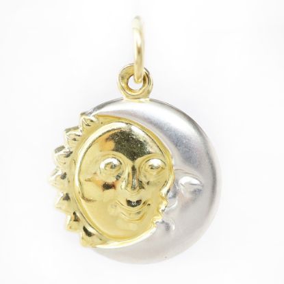 Picture of 14k Two Tone Gold Sun & Crescent Moon Pendant