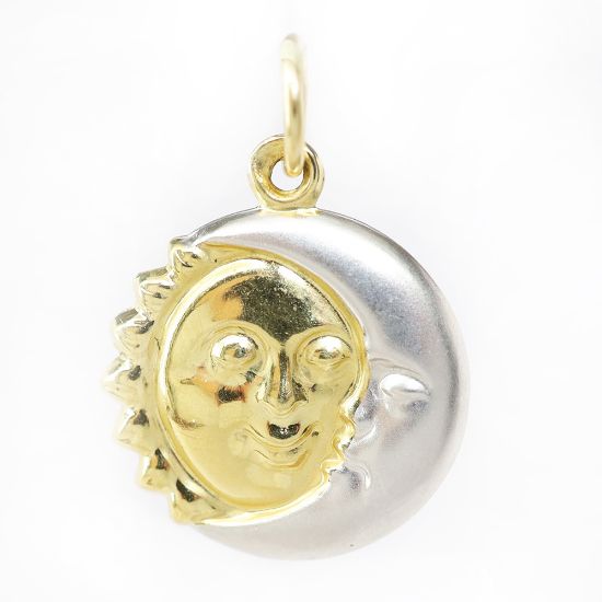 Picture of 14k Two Tone Gold Sun & Crescent Moon Pendant