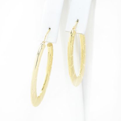 Picture of 18k Yellow Gold Oval Hoop Earrings