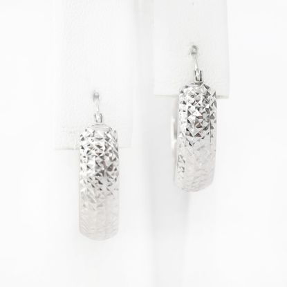 Picture of 14k White Gold Textured Hoop Earrings
