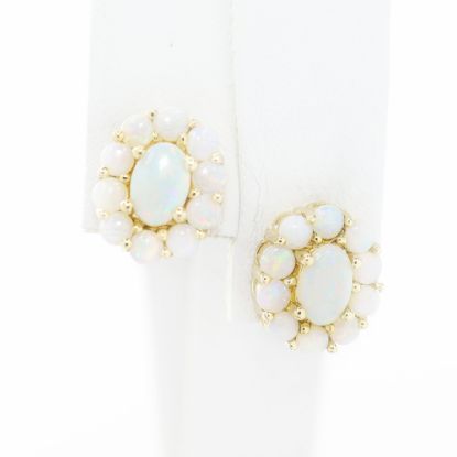Picture of 14k Yellow Gold Oval Opal Earring Studs