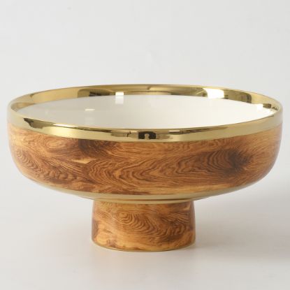 Picture of 'Madera' Faux Wood Medium Footed Bowl