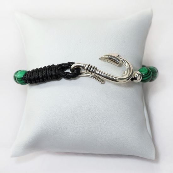 Picture of AXION Sterling Silver Hook & Malachite Beaded Bracelet