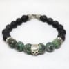 Picture of AXION Sterling Silver Skull Motif Bracelet with Black Onyx & African Turquoise Beads