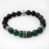 Picture of AXION Sterling Silver Black Onyx & Aventurine Beaded Elastic Bracelet with Motif Washers