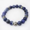 Picture of AXION Sterling Silver & Sodalite Beaded Flexible Bracelet with Vergina Sun Motifs