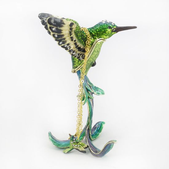 Picture of Long-Tailed Hummingbird Trinket Box with Matching Necklace