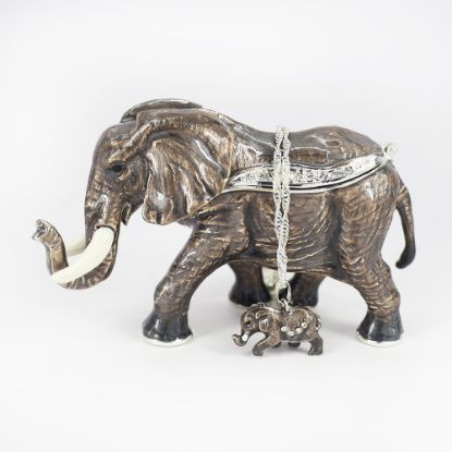 Picture of African Elephant Trinket Box with Matching Necklace
