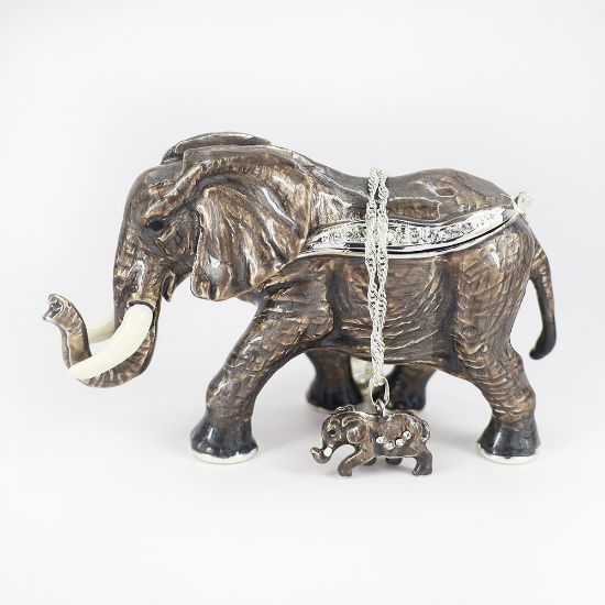 Picture of African Elephant Trinket Box with Matching Necklace