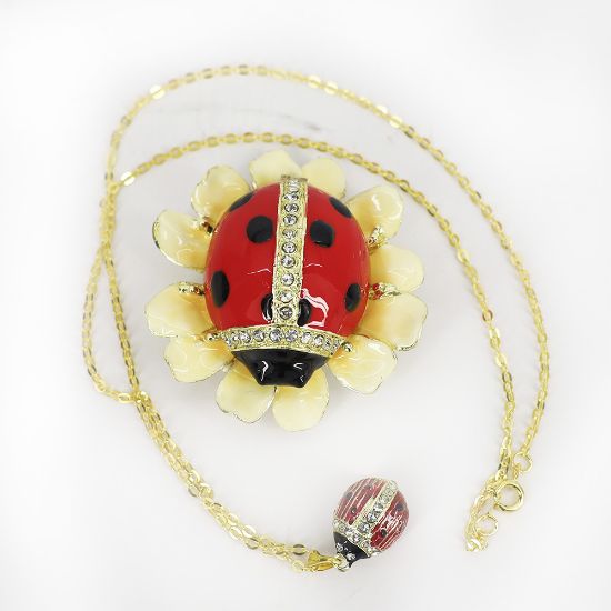 Picture of Ladybug on Bloom Trinket Box with Matching Necklace