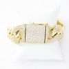 Picture of 14k Yellow Gold Cuban Link Diamond Bracelet