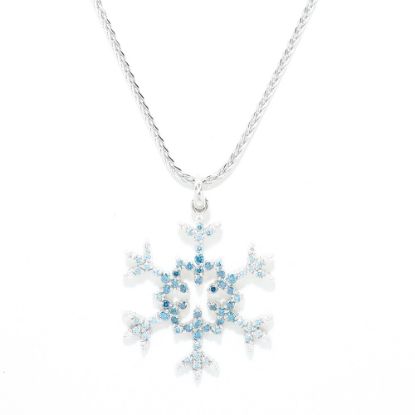 Picture of 14k White Gold Blue & White Diamond Snowflake Pendant