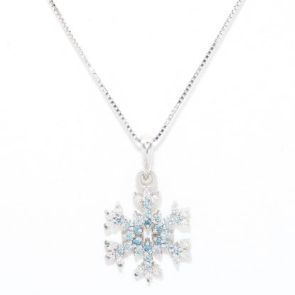 Picture of 14k White Gold Brilliant Blue & White Diamond Snowflake Pendant