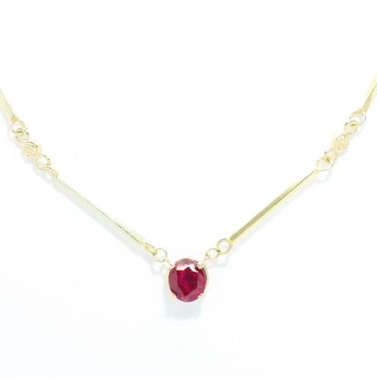 Picture of 14k Yellow Gold Ruby Link Necklace