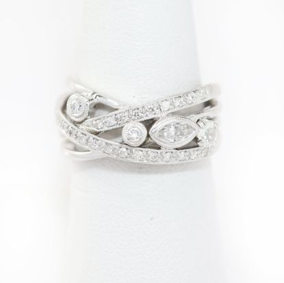 Picture of 14k White Gold Mixed Diamond Crossover Ring