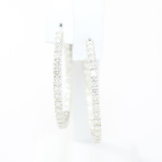 Picture of 14k White Gold Brilliant Diamond Hoop Earrings