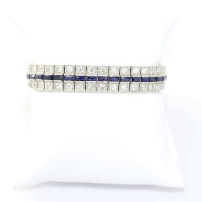 Picture of Vintage Platinum Old European Diamond & Synthetic Sapphire Bracelet