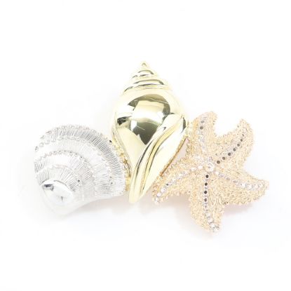 Picture of 14k Tri-Colored Gold Starfish & Seashells Pendant