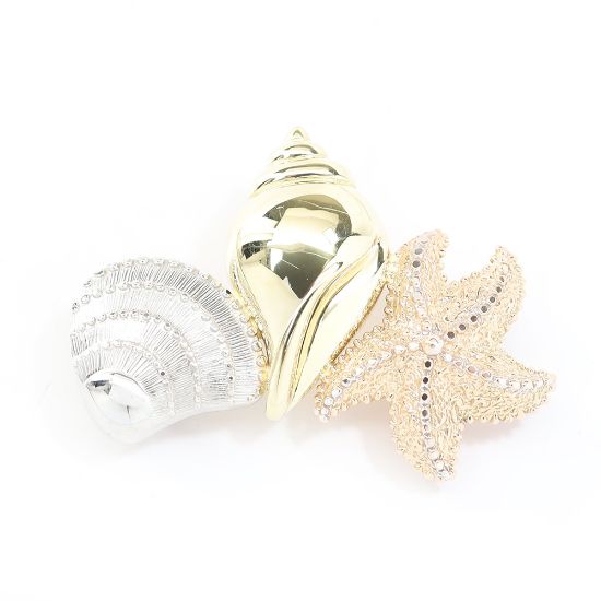 Picture of 14k Tri-Colored Gold Starfish & Seashells Pendant