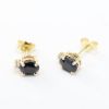 Picture of 14k Yellow Gold Oval Sapphire & Diamond Earring Studs