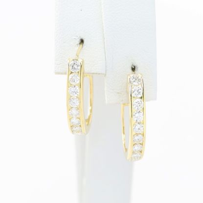 Picture of 18k Yellow Gold Diamond Hoop Earrings