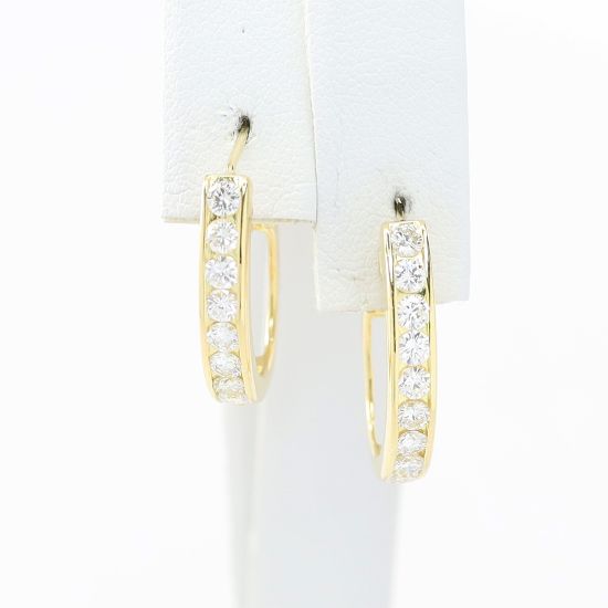 Picture of 18k Yellow Gold Diamond Hoop Earrings