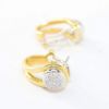 Picture of 18k Two Tone Gold Half Hoop Diamond Earrings