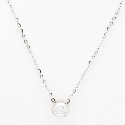 Picture of 14k White Gold Round Bezel Set Diamond Pendant